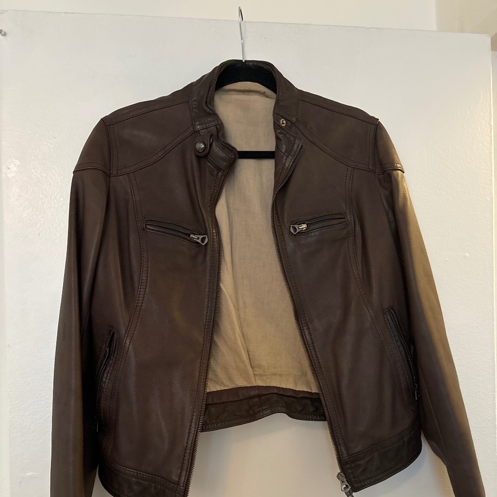 Brown leather jacket